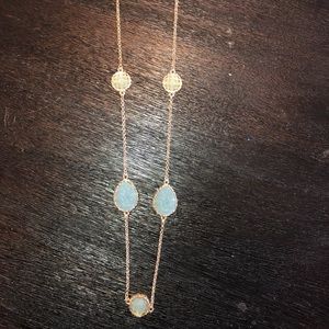 Gold and Blue Druzy Necklace
